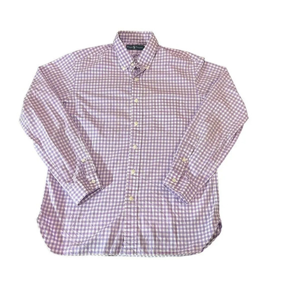 Ralph Lauren‎ Purple & White Checkered Button Down Size Large - Picture 1 of 3